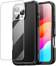 For iPhone 16 Pro Max Case with Glass Protector 3 Layer Heavy Duty Pocket