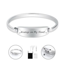 Always In My Heart Cremation Bracelet for Ashes - Stainless Steel Ash Urn Bangle