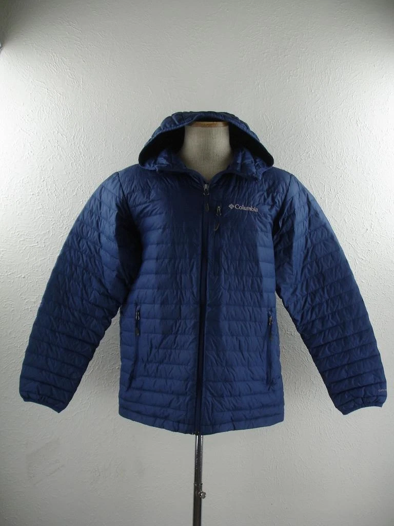 Men's M Columbia Arctic Crest 700 Fill Down Hooded Jacket Blue Parka Hooded Zip