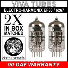 Brand New Gain Matched Pair 2 Electro-Harmonix EF86 / 6267 Vacuum Tubes