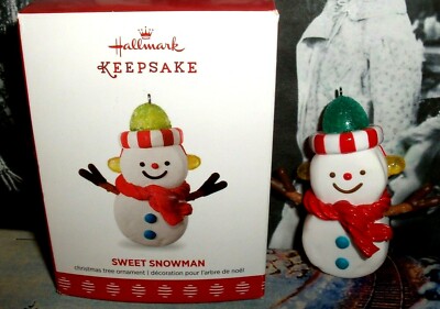 Sweet Snowman`2017`Marshmallow Snowman Is Decked For Holidays,Hallmark Ornament