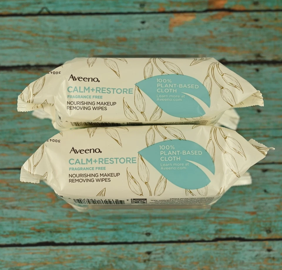 2x Aveeno Calm + Restaurar Toallitas Faciales Desmaquillantes Nutritivas 25CT a Base de Plantas Foto 4 de 4