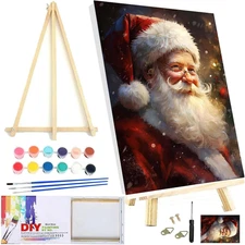 Paint by Numbers Kit for Adults Framed Canvas, with Wooden Easel,Paint by Number