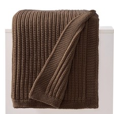 Dark Brown Chunky Knit Throw Blanket 50"x60" - Soft Cozy Thick Knitted Blanke...