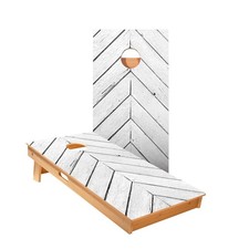 Outdoor Cornhole Boards Skips Garage White Angled Wood Foldable ACA Size