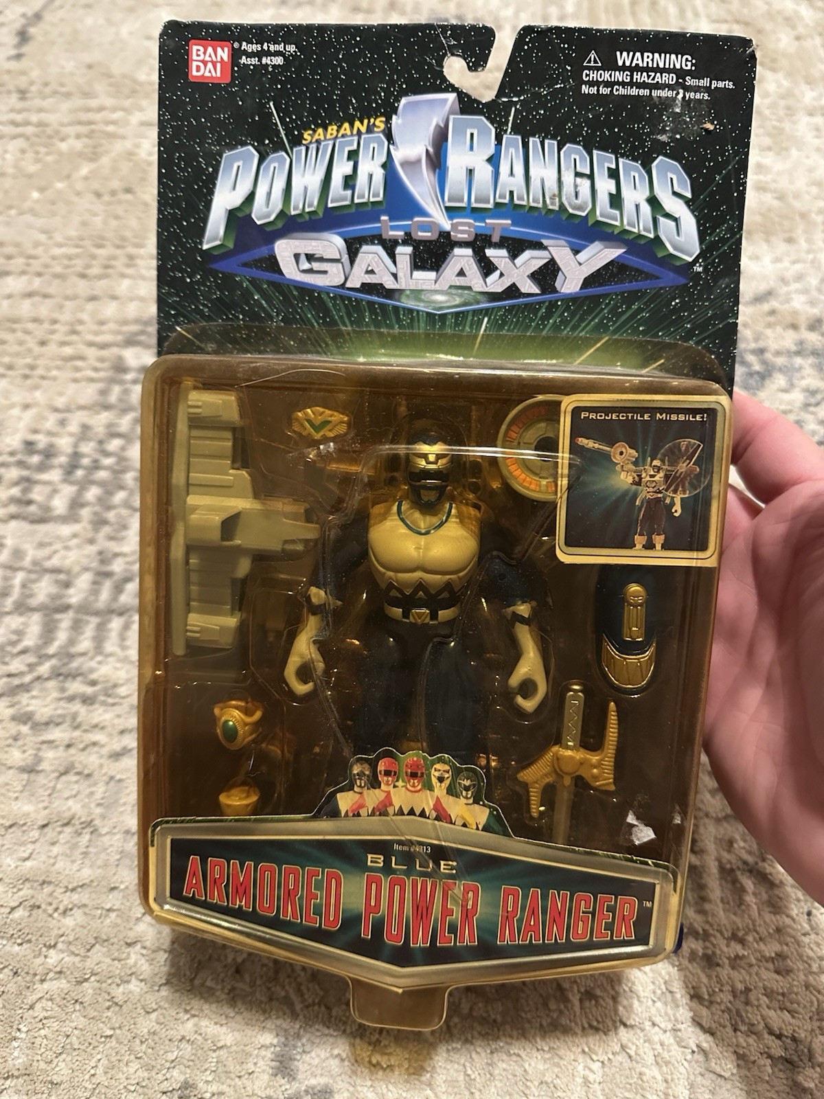 POWER RANGERS LOST GALAXY BLUE ARMORED FIGURE #4313  1999 BANDAI SABAN' 
