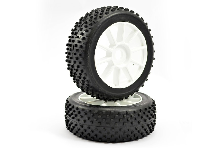 Fastrax 1/8th Chip Block Buggy Tyres Pre-Mounted on 10 Spoke Wheels Set of 2
