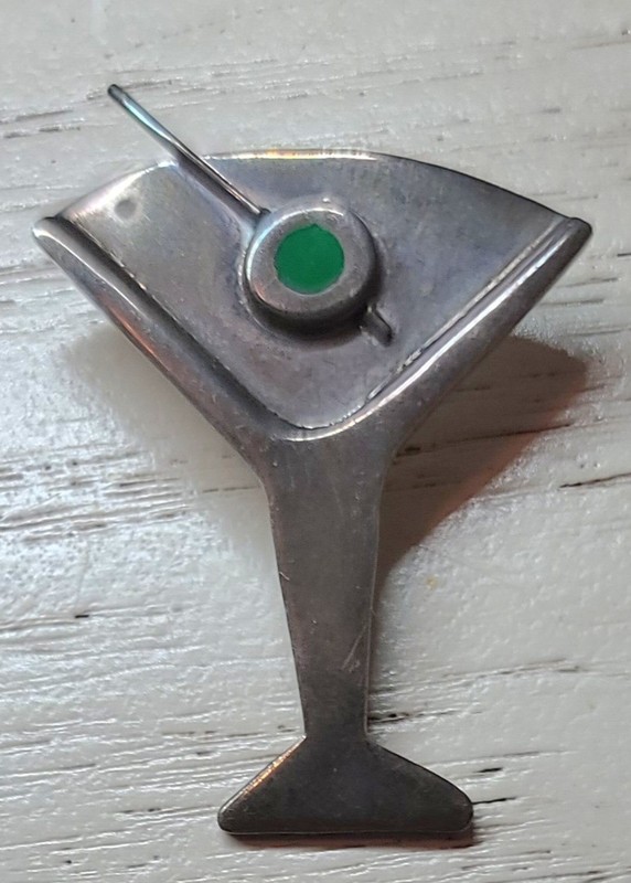Mexican Sterling Silver .925 Vintage Martini Pin