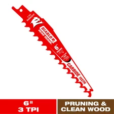 6 In. 3 TPI Demo Demon Carbide Teeth Reciprocating Saw Blade for Clean Wood and
