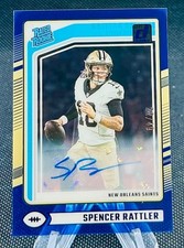 2024 Panini Clearly Donruss Rated Rc Blue Spencer Rattler Saints Rc Auto # 22/49