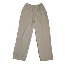 St. John basics Santana Knit Pants Cream Elastic Waist High Rise Size 8