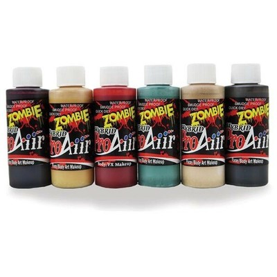 ProAiir Water Resistant Airbrush Makeup Zombie 2 Kit, 6 1oz Bottles