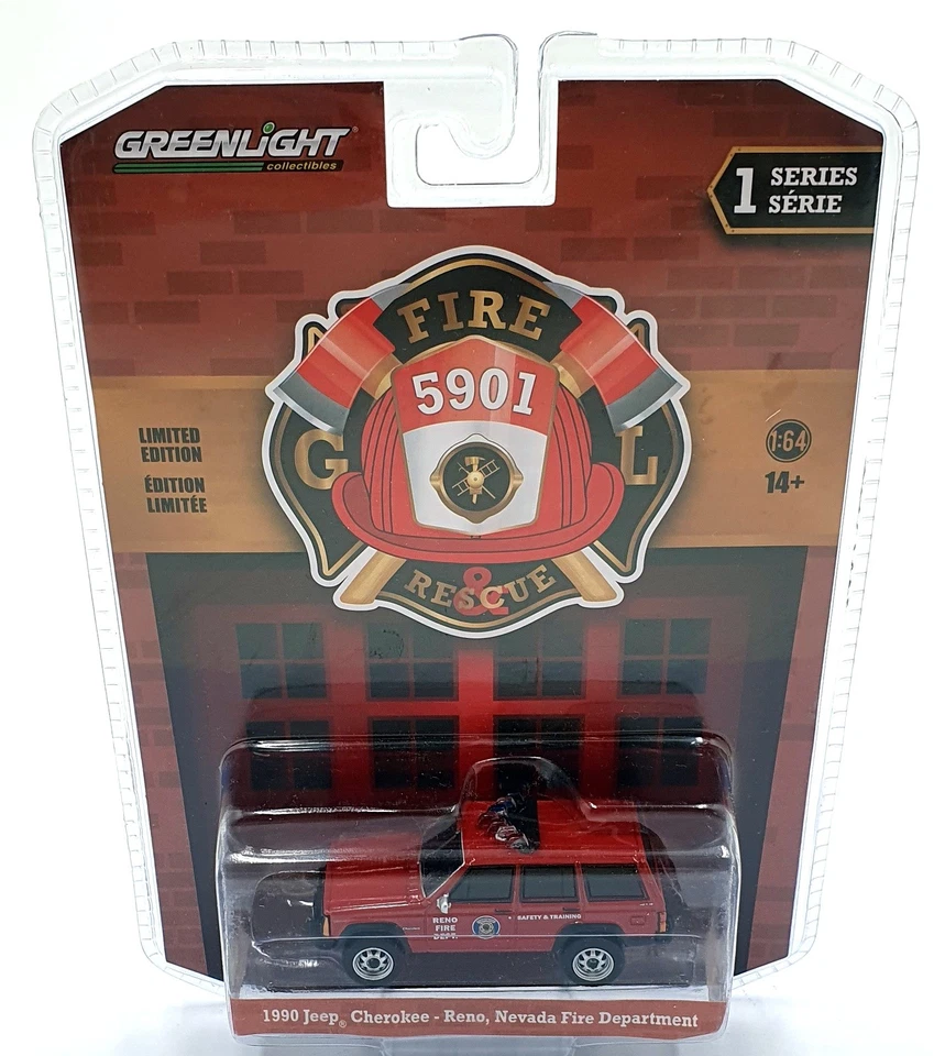 Greenlight 1/64 Scale 67010-D - 1990 Jeep Cherokee - Reno Nevada Fire Department - Image 4 of 4