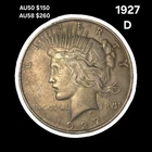 1927-D AU Silver Peace Dollar Nice Toning, Toned Silver Coin
