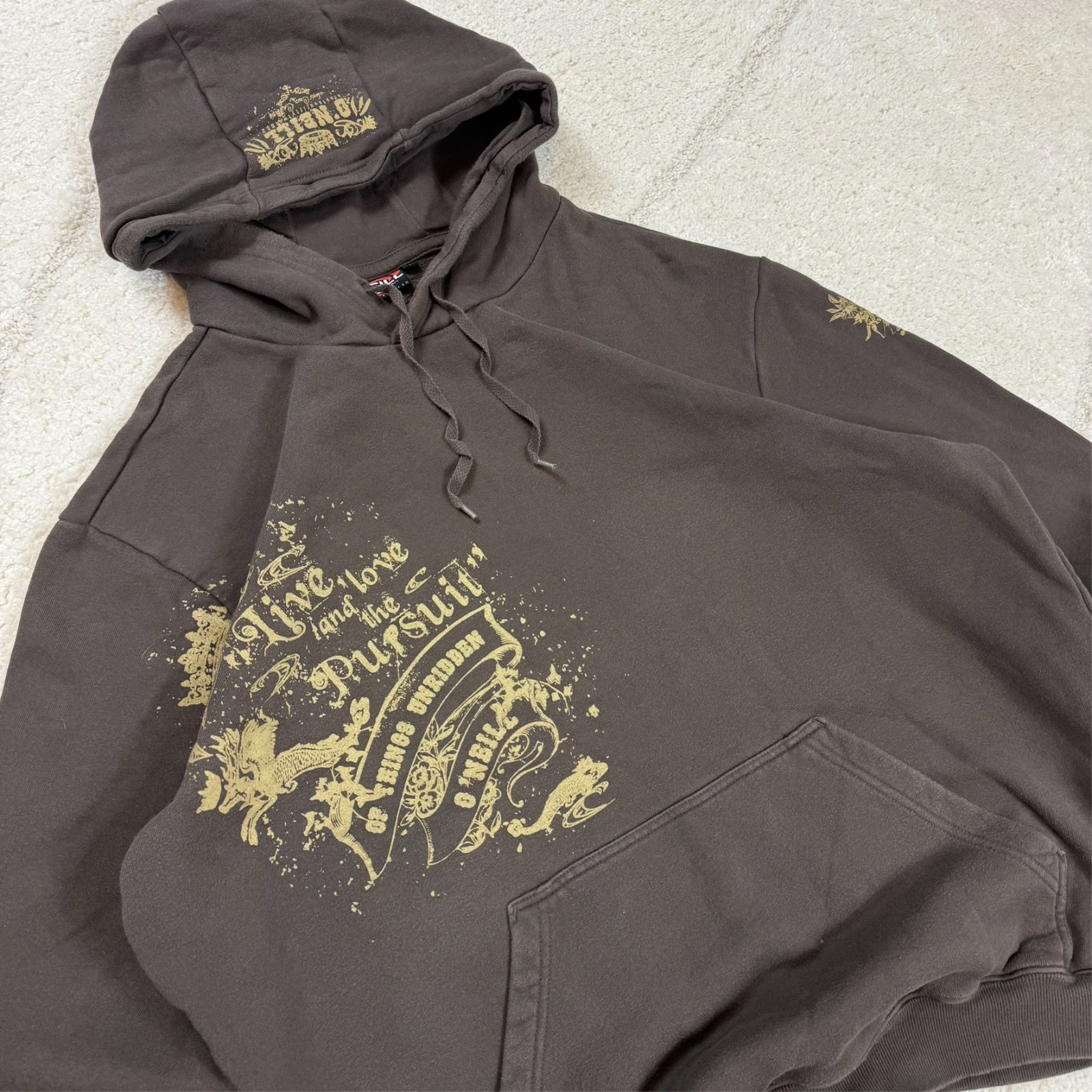 Vintage O'Neill 2000's Y2K Brown Alt Skater Oversized Size XL Pullover Hoodie image 4
