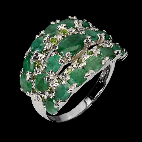 925 Sterling Silver Ring Oval Emerald 6x4mm Chrome Diopside Gemstone Jewelry 7.5 - Picture 2 of 13