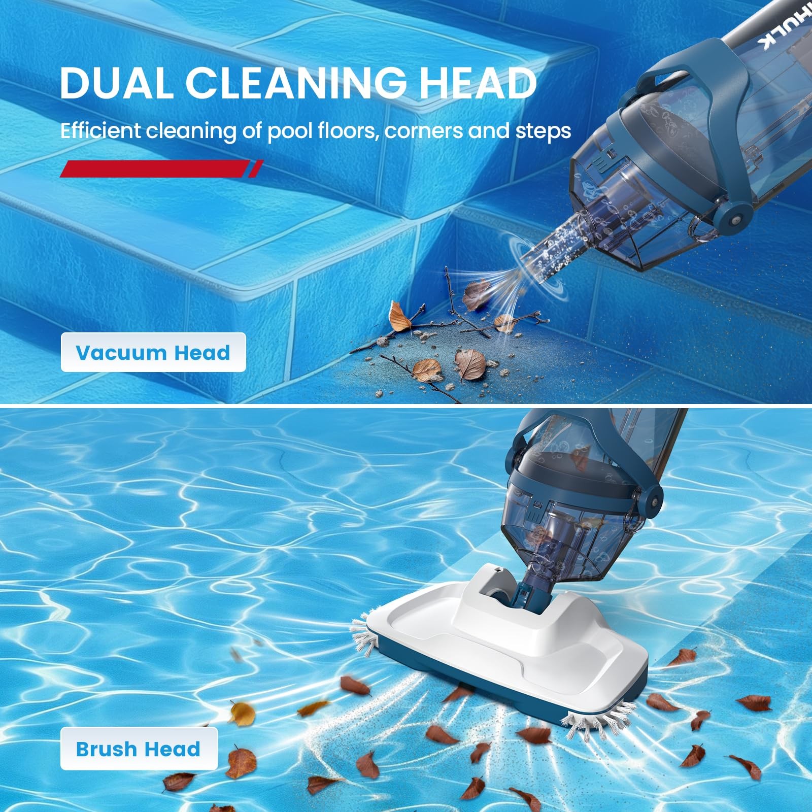 Pro Cordless Pool Vacuum - 18.5 GPM Powerful Suction, 70min Runtime & 13.4" W...