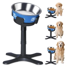 Elevated Dog Bowls 3 Height Adjustable Raised Bowl Stand with 42oz Stainless ...