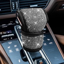 Universal Leather Car Gear Shift Knob Cover With Crystal Anti-sl Color White