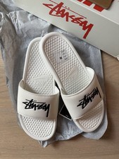 Nike x Stussy Benassi Slides Sail & Black UK 7 (DC5239-100) Brand New