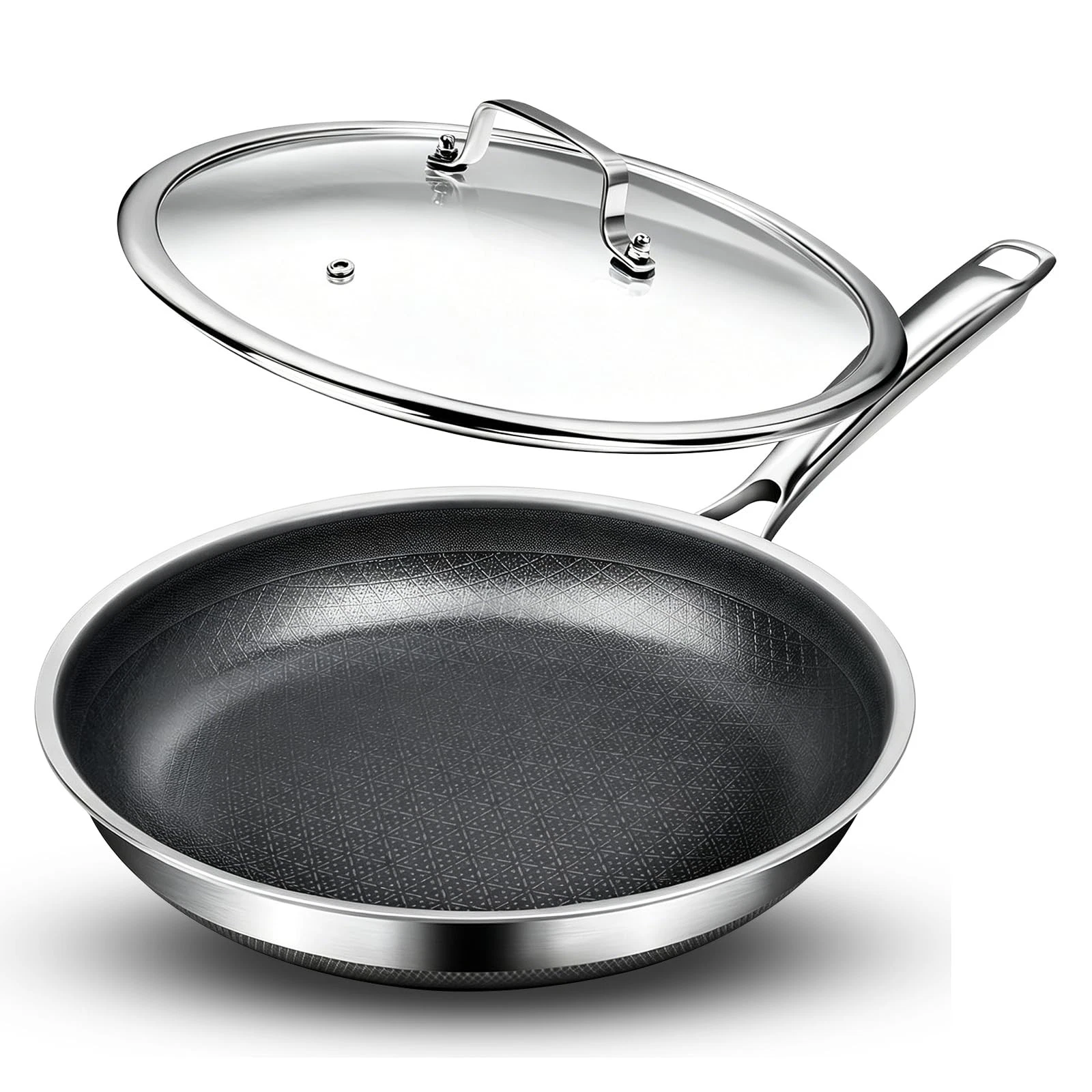 Non Stick Frying Pans,10-inch Titanium Hybrid Pan with Lid, Stay-Cool Handle,...