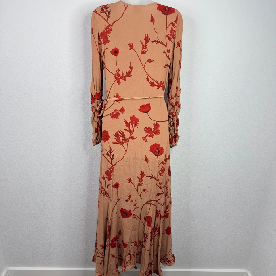 Johanna Ortiz H&M 连衣裙女式 S 花卉裹身荷叶边异想天开浪漫波西米亚长裙 — 第 2/4 张图片