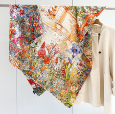 70 Cashmere 30 Silk Wrap Scarf Green garden Print Double Face Print Shawl 53''