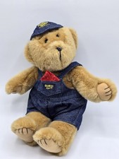 Vintage EDEN OshKosh B  gosh 12  Teddy Bear Plush Hat Denim Overalls Bibs