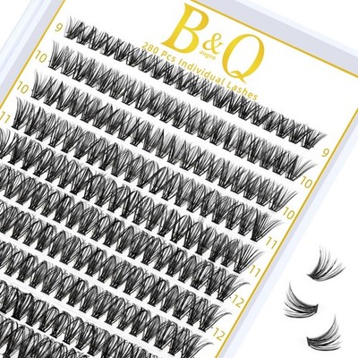B&Qaugen 280 Stück Cluster Lashes D Curl 40D Mix 1 Stück (1er Pack), schwarz 