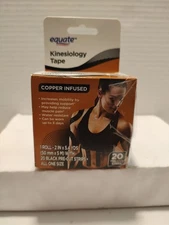 🔥 Equate 2" x 5.4 yd Black Kinesiology Sports Tape 20 Pre-cut Strips