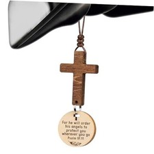 Cross for Car Mirror Hanging Christian Gifts for Men, Women, Bible Psalm 91:11