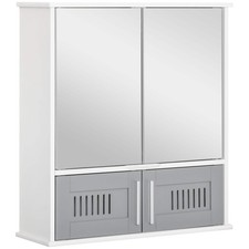 Image of Kleankin Bathroom Mirror Cabinet, Wall Mounted Storage Cupboard With Double Door