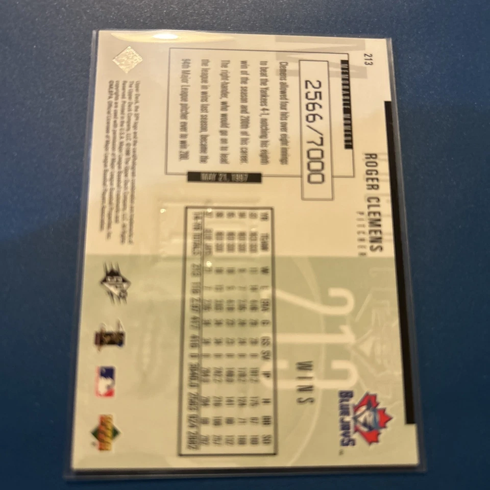 1998 SPx Finite - Roger Clemens #213 /7000 - Image 2 of 2