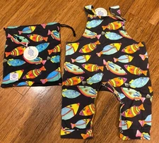 BNWT Cheeky Chickadee Fish Long Leg Overalls - Size 1