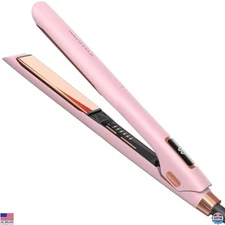 2-in-1 Titanium Flat Iron Hair Straightener & Curler, Fast Heat, Dual Voltage