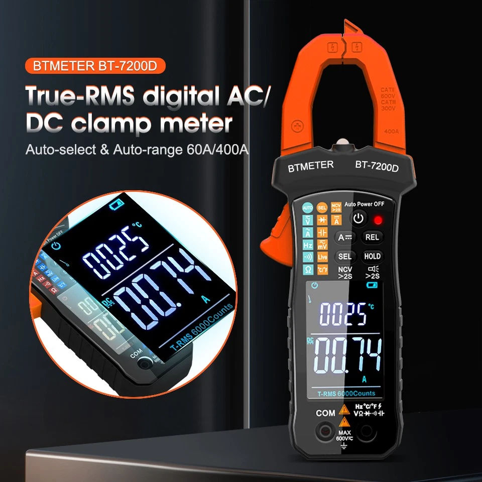 Digital Zangenmultimeter TRMS AC DC Volt Amperemeter Zangenmessgerät Stromzange - Bild 3 von 4