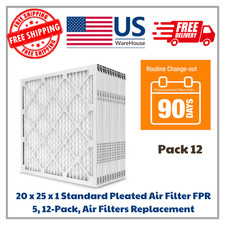 20 x 25 x 1 Standard Pleated Air Filter FPR 5, 12-Pack, Air Filters Replacement