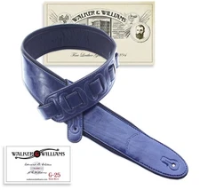 Walker & Williams G-25 Dark Blue Guitar Strap with Padded Glove Leather Back