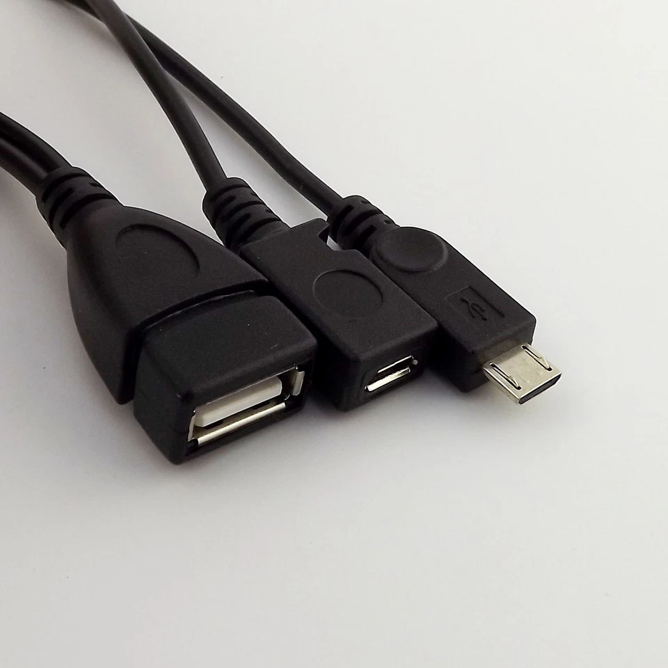 USB 2.0 A Female to Micro 5 Pin USB B Male + Micro Female OTG Power Host Cable - Image 3 of 4