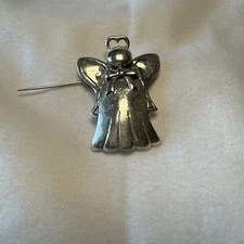 STERLING SILVER LARGE ANGEL PENDANT BROOCH  Or Pendant Vintage 925