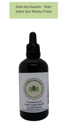 QUALIFIED NATUROPATH Lugol's Iodine 2% Transdermal - High Purity 110ml - Pipette for application