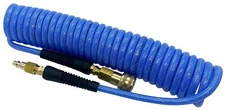 250 PSI Blue Braided Polyurethane Coiled Compressor Hose 3/8 X 20 FT Coil