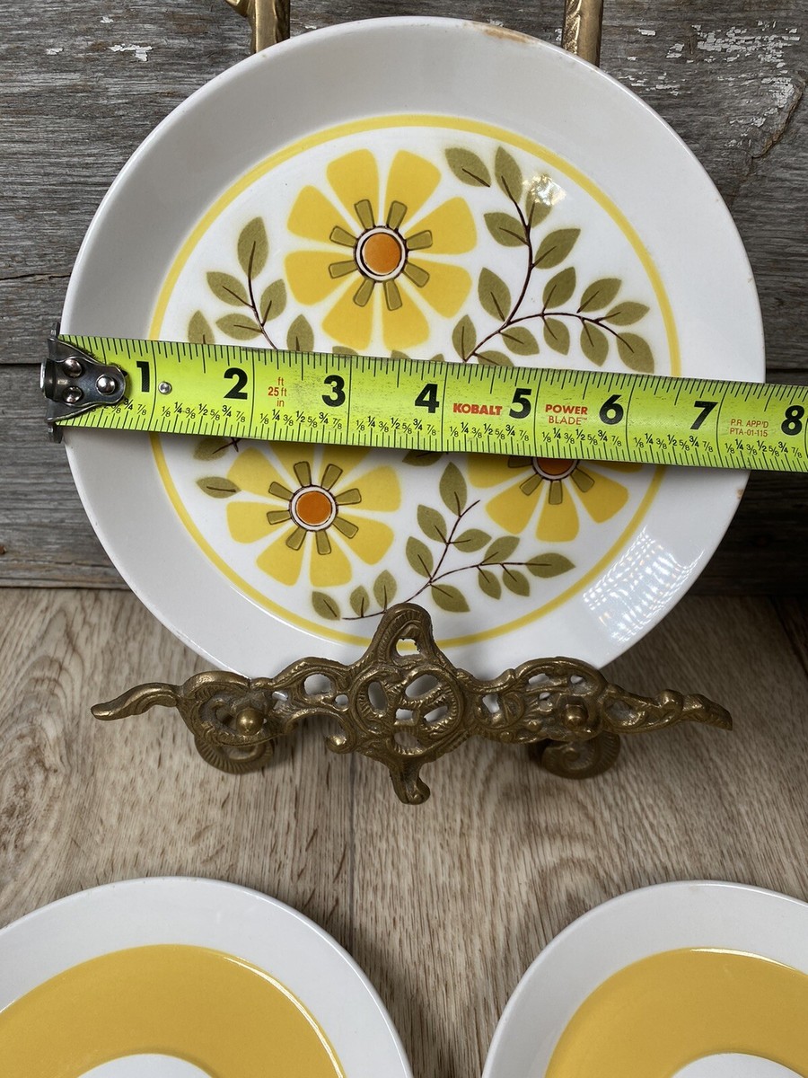3 Piece Mikasa Duplex by Ben Seibel Trellis Yellow & White Plates