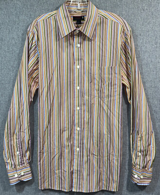 Express Mens M Dress Shirt Premium Long Sleeve Striped Button Multicolor MS55
