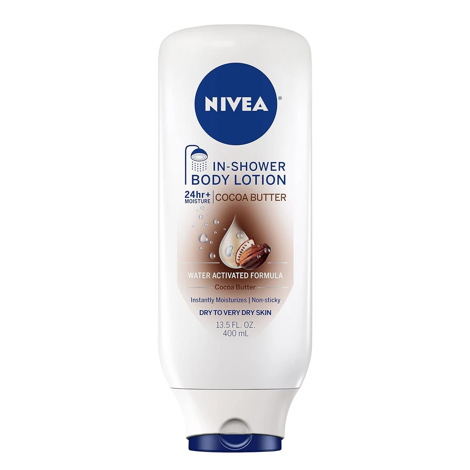 NIVEA Loción de Manteca de Cacao en Ducha, Loción Corporal para Piel Seca, 13.5 Fl OZ Paquete-3 Foto 4 de 4