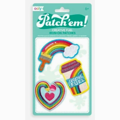 Ooly  Patch'em Creative Fuel Iron On Patches Rainbow Paintbrush Heart Coffee Cup