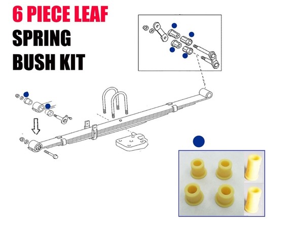 6X Hintere Blattfeder BüGel & Vorne Stecker Buchse FüR Toyota Hilux 2.5TD/3.0TD-image