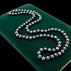 8-9 mm natural round  black   south sea   pearl  Necklace 17.5 Inches