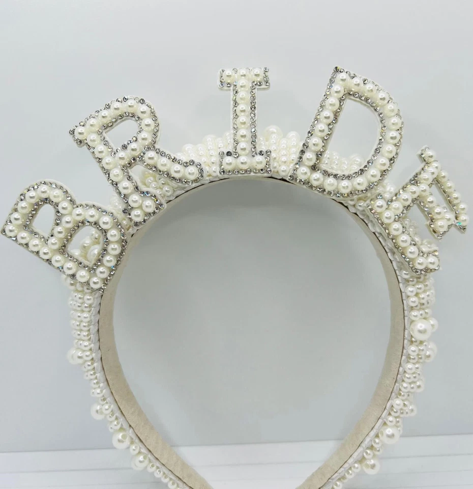 Bride headband - elegant bridal crown with pearls & rhinestones for hen party - Image 2 of 4