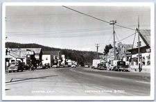Postcard RPPC CA Chester California Road View Coca Cola Shell Gas Plumas Co OS05
